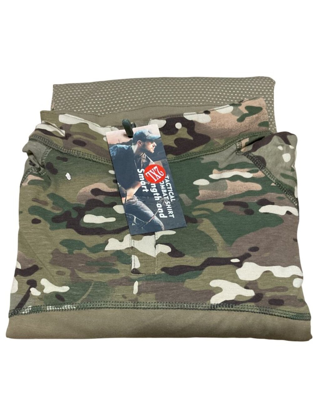 NWT Tactical Combat Shirt 2XL Camouflage Long Sleeve Cotton Blend W/ Hood Mask